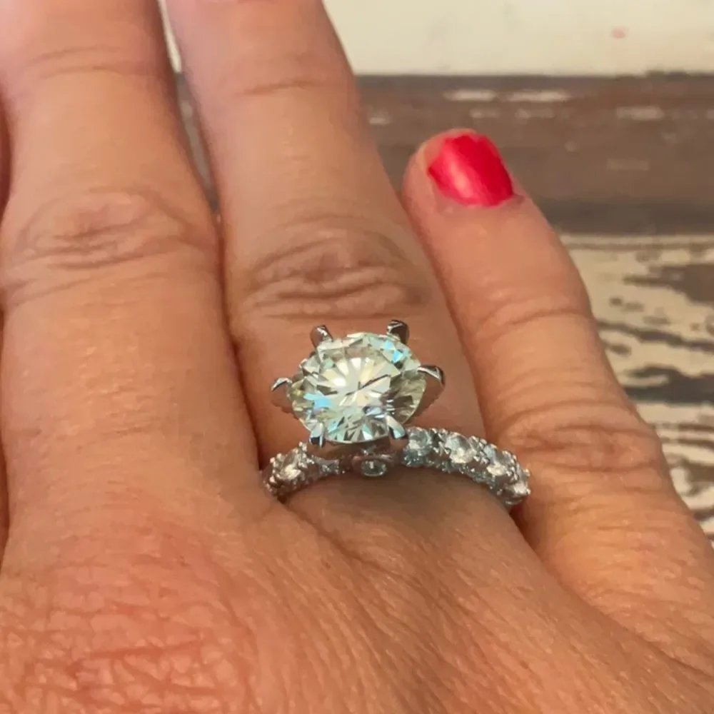 NEW! MAJESTIC 925 Sterling Silver Engagement Ring with 3ct Moissanite